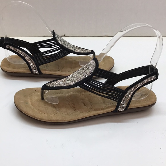 Link Black Sandals with Rhinestones Size 4 - Picture 5 of 11